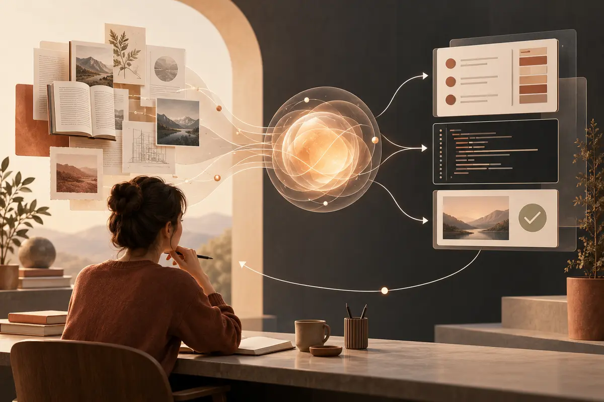 Working professional reviewing inputs and outputs in a human and Claude workflow